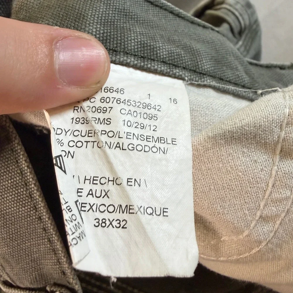 Dickies Mens Relaxed Fit Carpenter Pants Faded‎ Olive Green Duck Canvas 38x32
